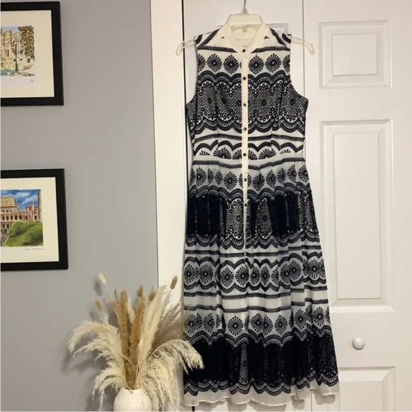 Katherine Kelly Navy lace and white dress size 4 - Picture 7 of 9